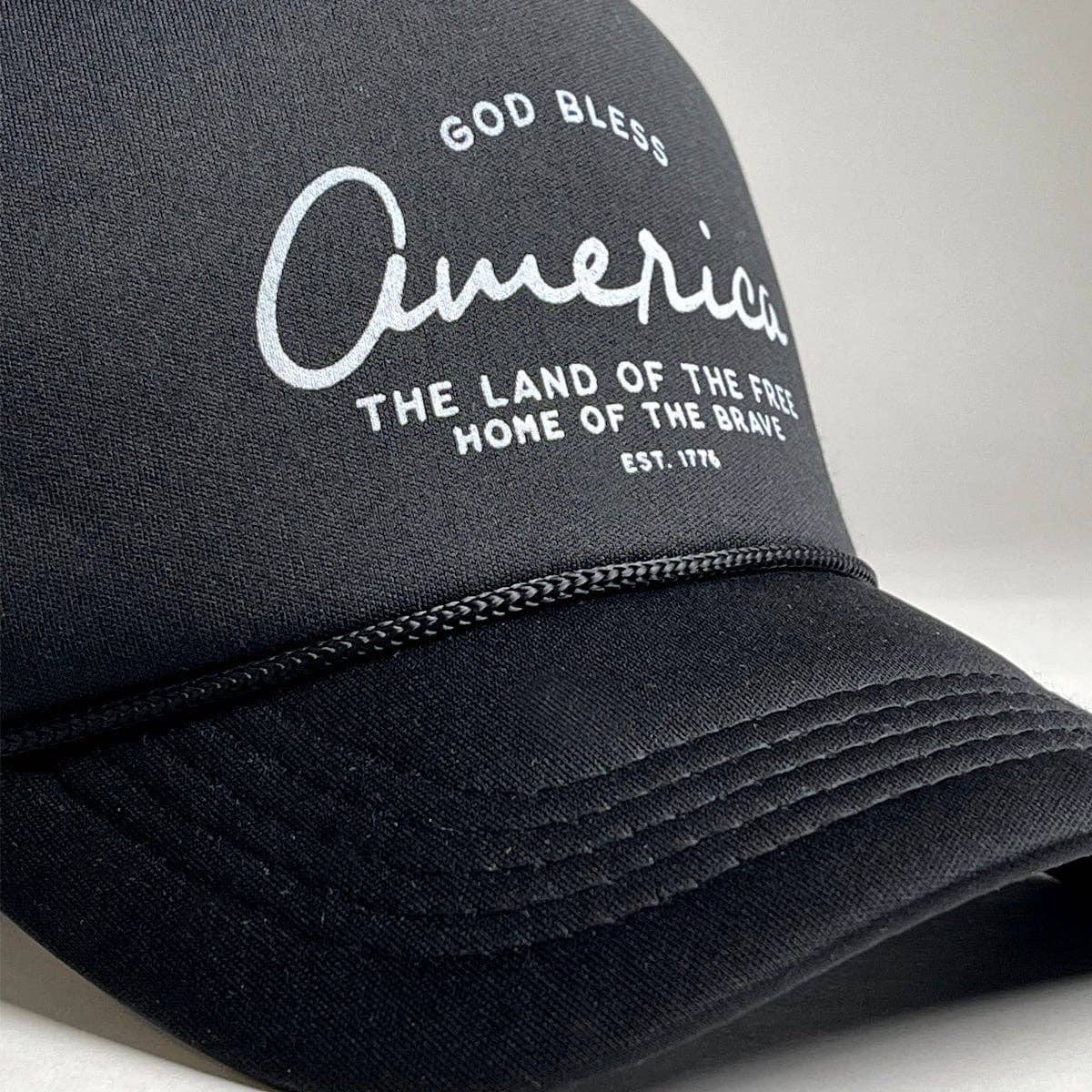 In God We Must - 'God Bless' Trucker Hat- Black