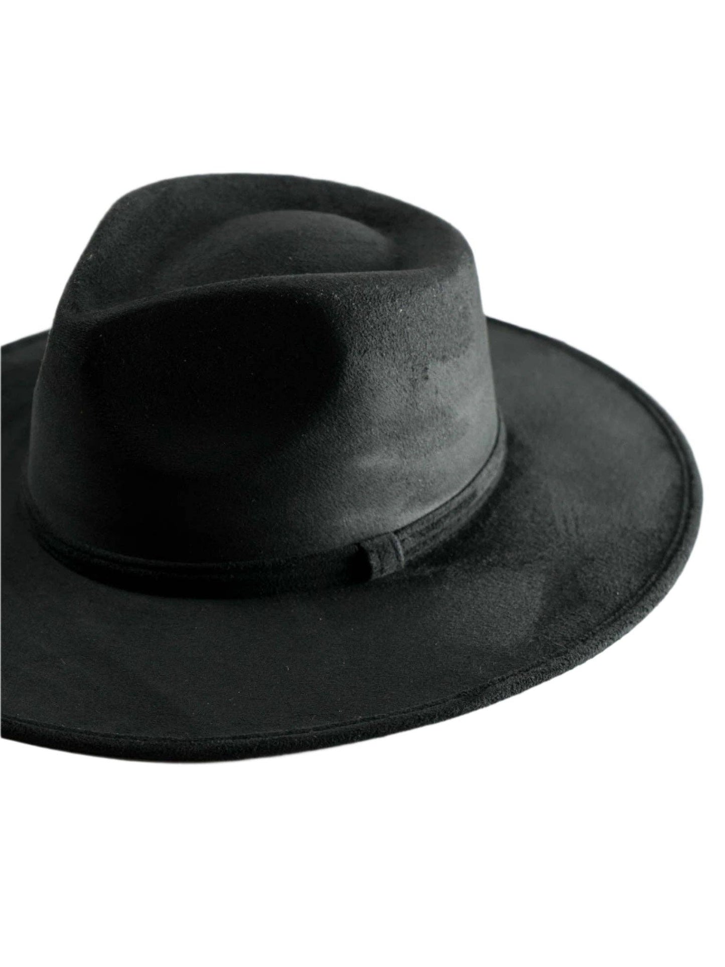 Vegan Suede Teardrop Hat - Black